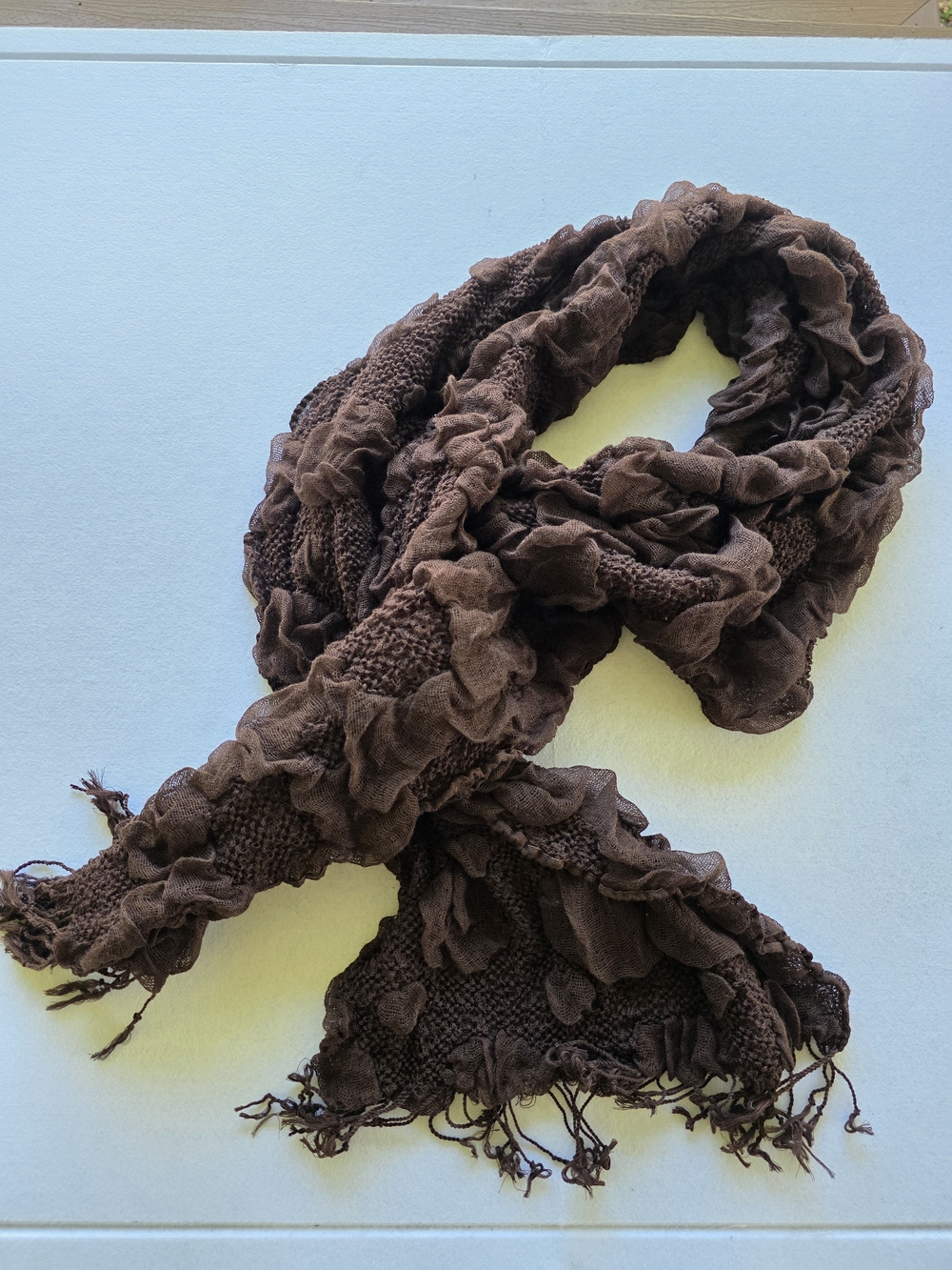 Textured Brown Women's Ruffle Scarf